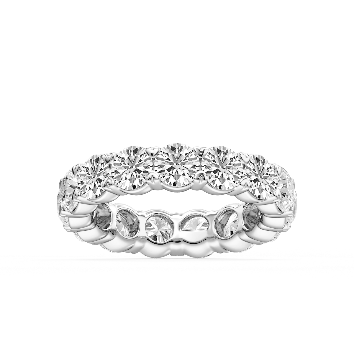 Ocean Round Lab Grown Diamond Shared V-Prong Eternity Band