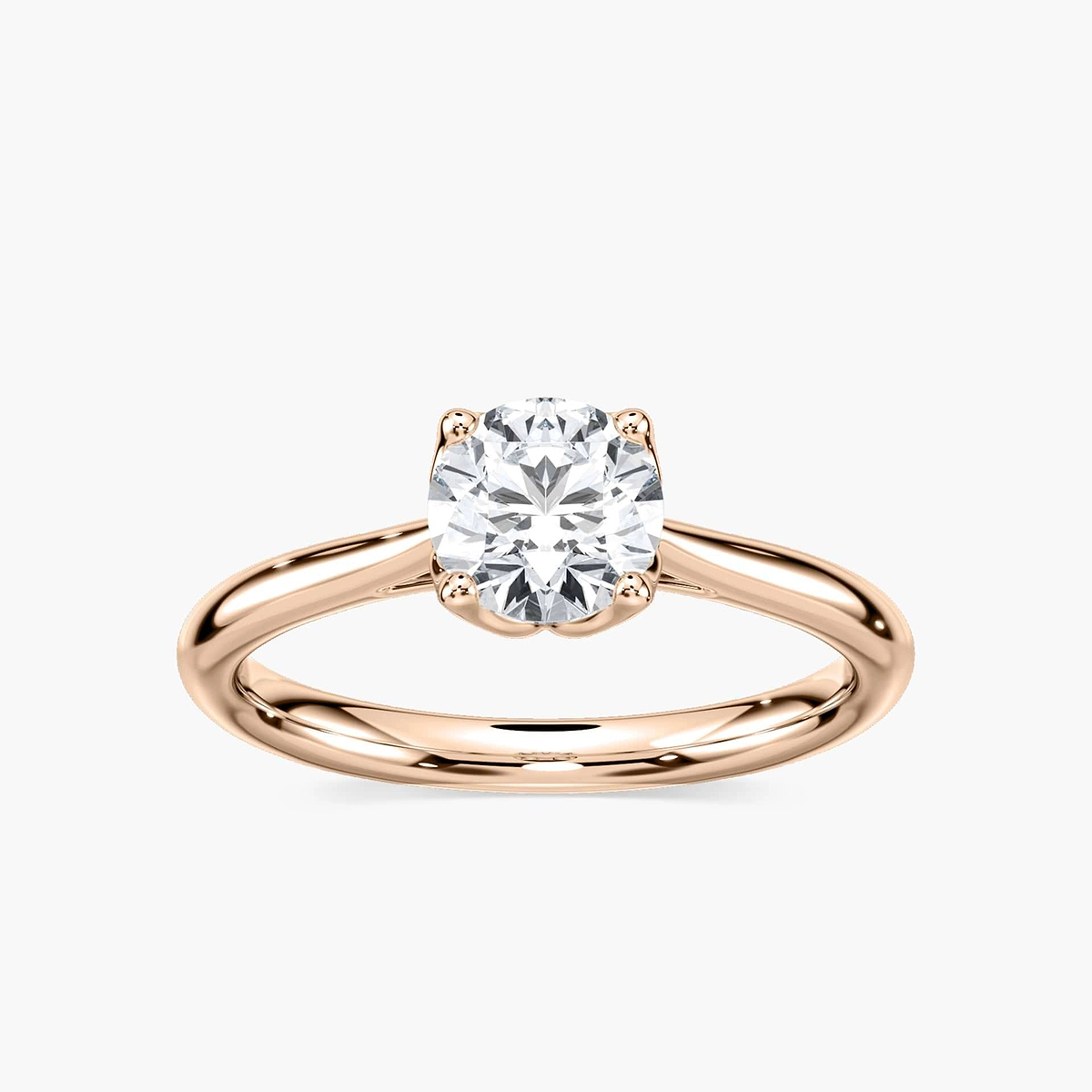 Odessa Round Lab Grown Diamond Flower Petal Solitaire Engagement Ring