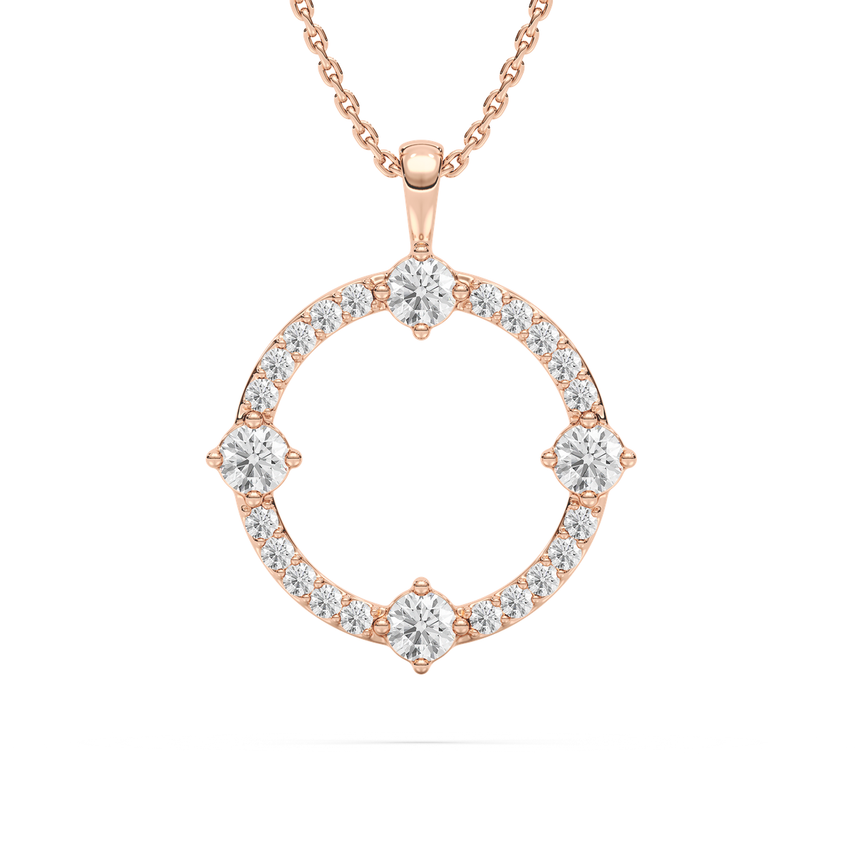5/8 ctw Round Lab Grown Diamond Open Compass Pendant  - 18 Inches