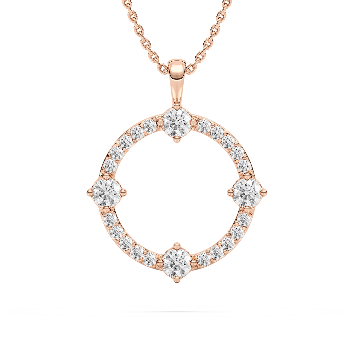 5/8 ctw Round Lab Grown Diamond Open Compass Pendant  - 18 Inches