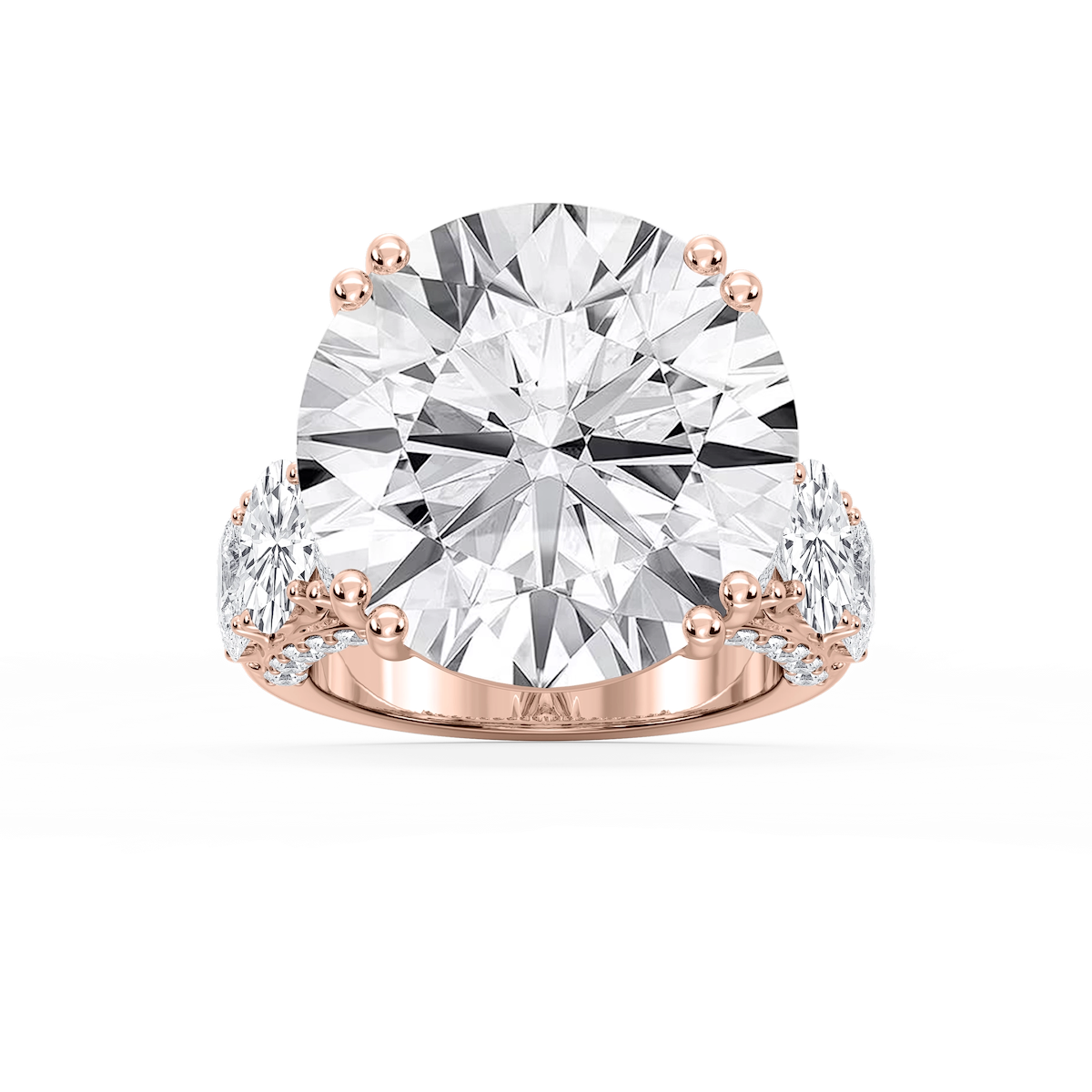 Ophelia 27 ²⁄₅ ctw Round Lab Grown Diamond Graduated Side Stone Engagement Ring - Signature Collection