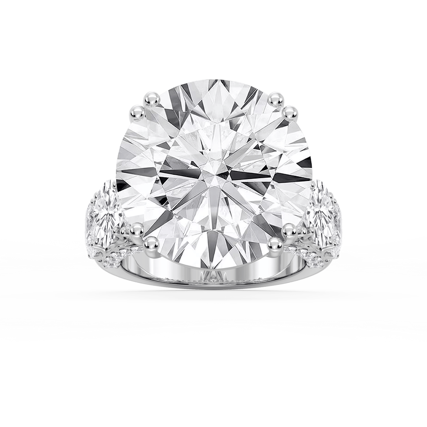 Ophelia 27 ¼ ctw Round Lab Grown Diamond Graduated Side Stone Engagement Ring - Signature Collection