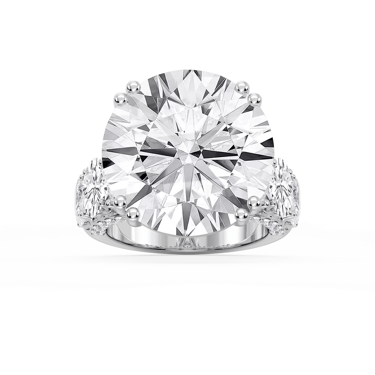 Ophelia 27 ²⁄₅ ctw Round Lab Grown Diamond Graduated Side Stone Engagement Ring - Signature Collection