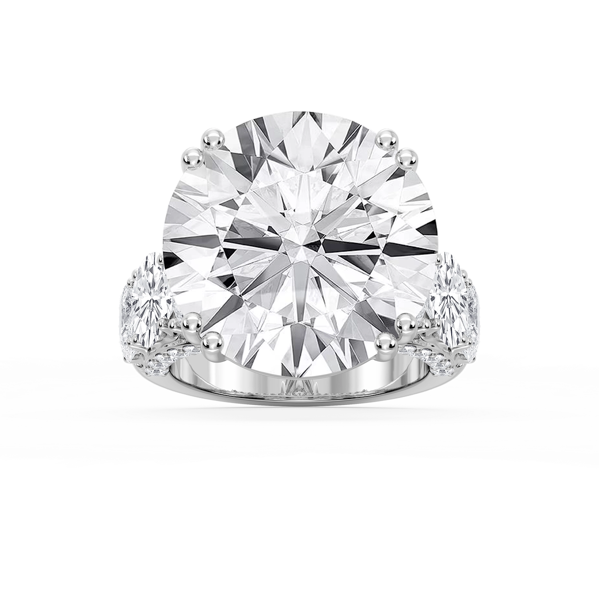 Ophelia 27 ²⁄₅ ctw Round Lab Grown Diamond Graduated Side Stone Engagement Ring - Signature Collection