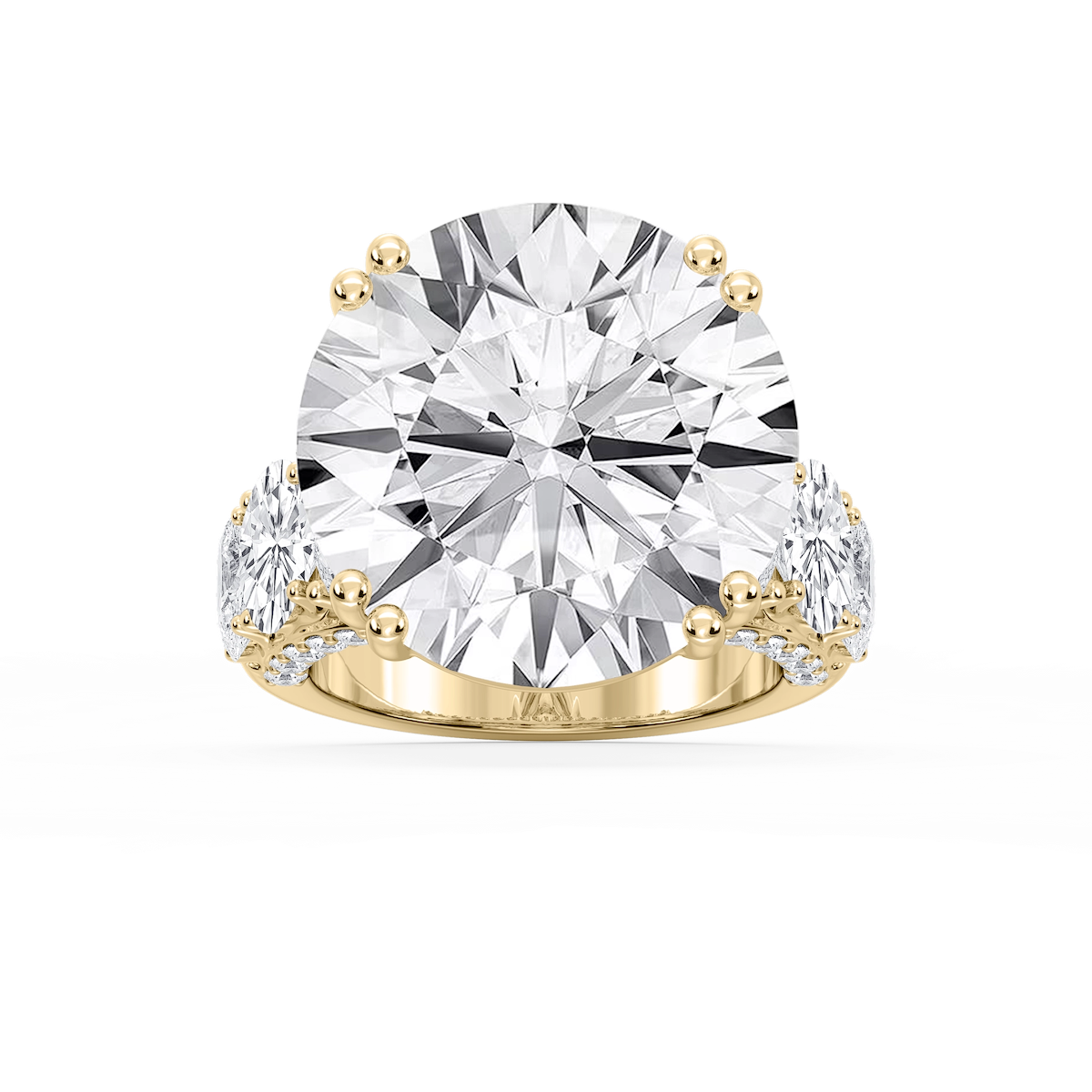 Ophelia 27 ²⁄₅ ctw Round Lab Grown Diamond Graduated Side Stone Engagement Ring - Signature Collection