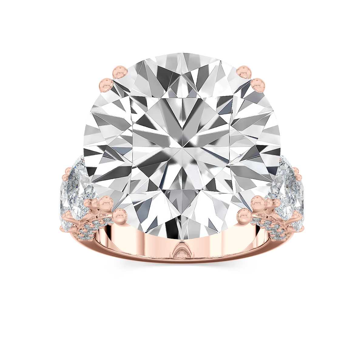 Ophelia 27 ¼ ctw Round Lab Grown Diamond Graduated Side Stone Engagement Ring - Signature Collection