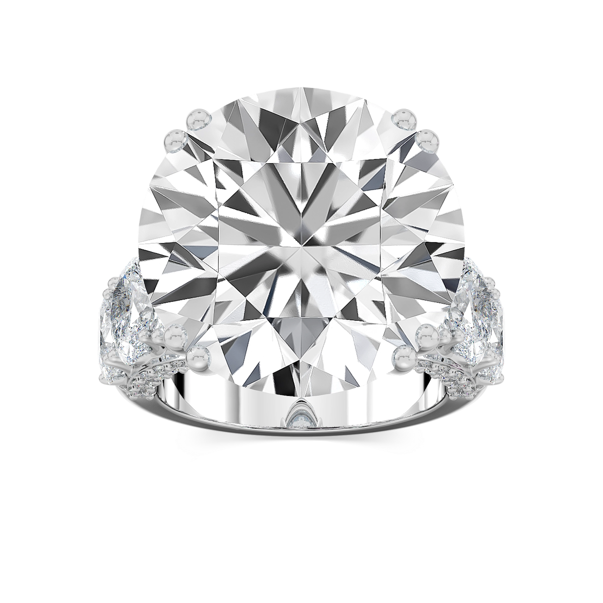 Ophelia 27 ¼ ctw Round Lab Grown Diamond Graduated Side Stone Engagement Ring - Signature Collection