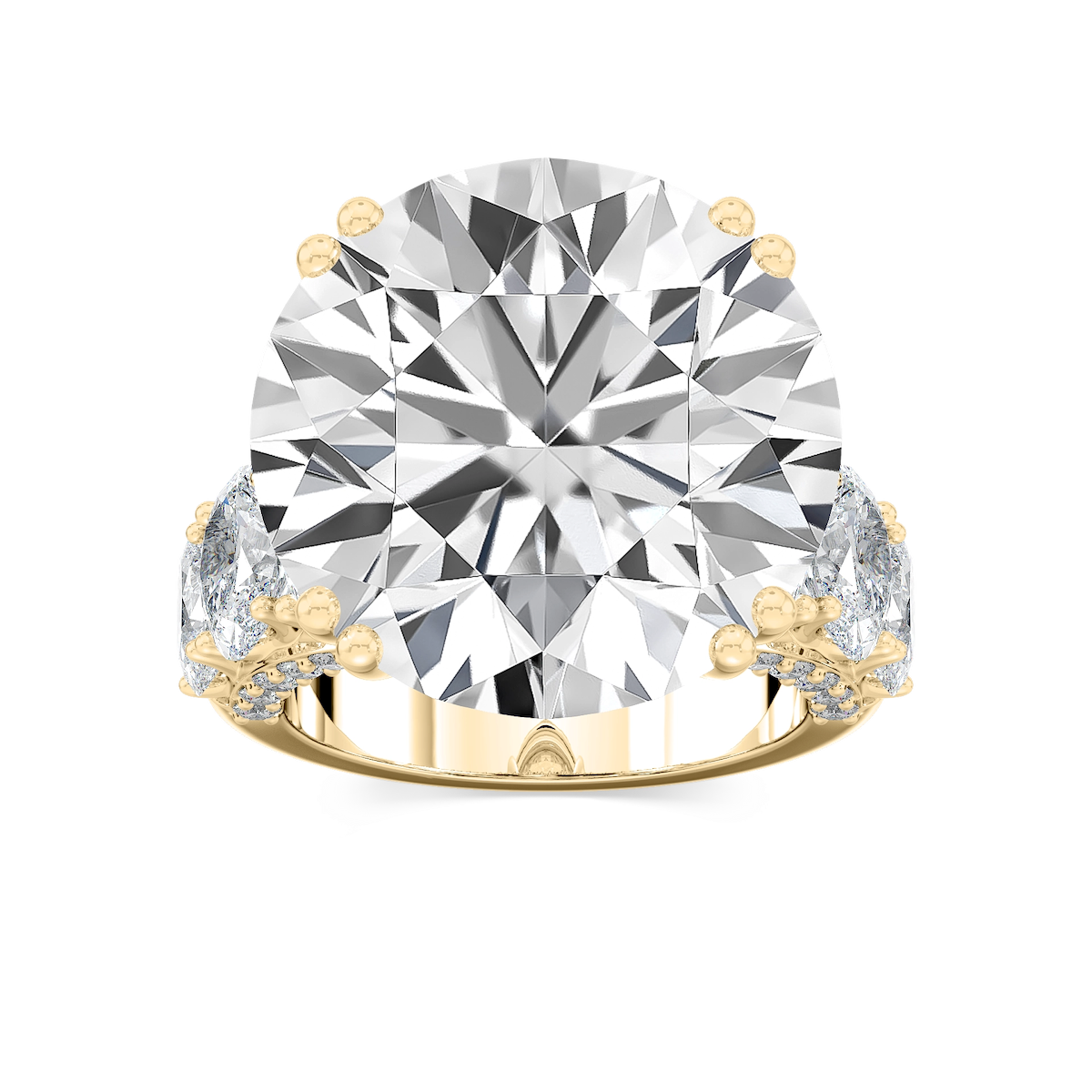 Ophelia 27 ¼ ctw Round Lab Grown Diamond Graduated Side Stone Engagement Ring - Signature Collection