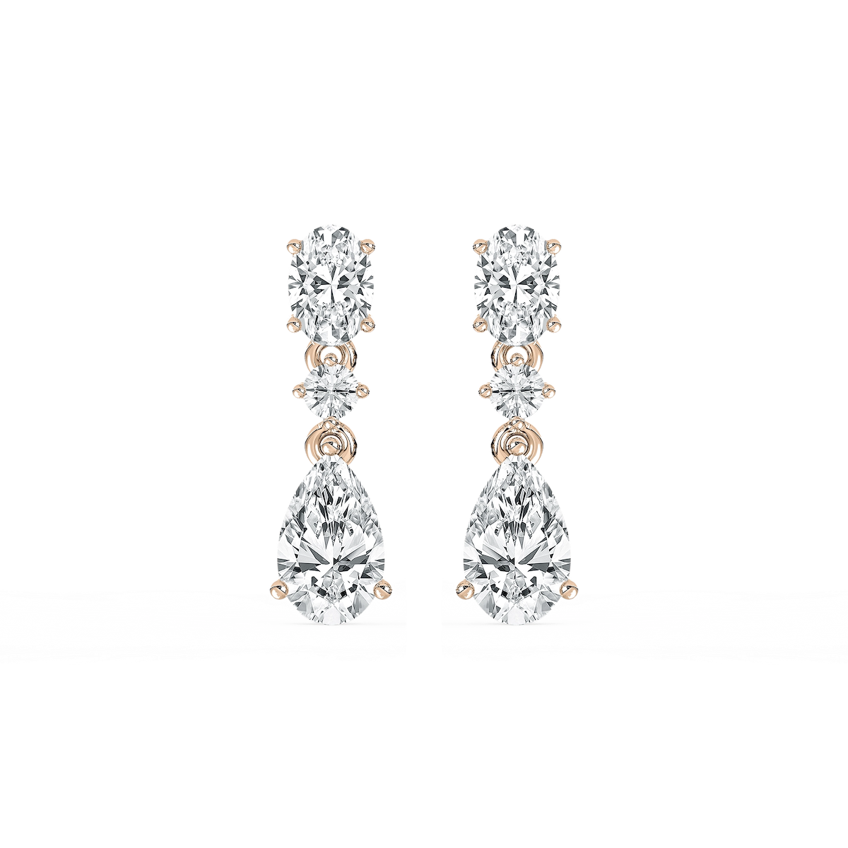 1 ²/₃ ctw Oval and Pear Lab Grown Diamond Trio Drop Earrings
