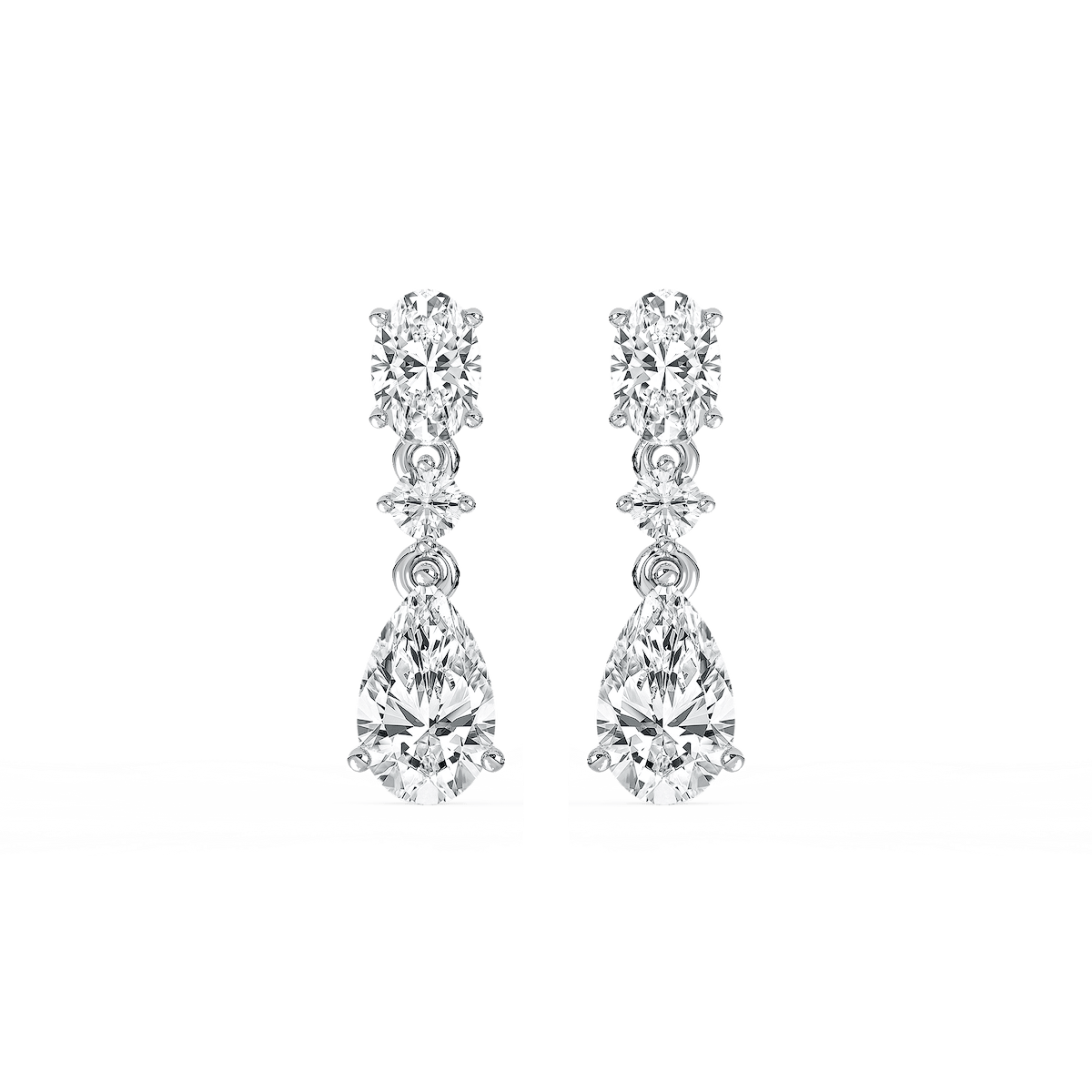 1 ²/₃ ctw Oval and Pear Lab Grown Diamond Trio Drop Earrings
