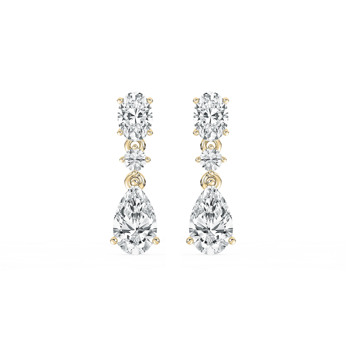 1 ²/₃ ctw Oval and Pear Lab Grown Diamond Trio Drop Earrings