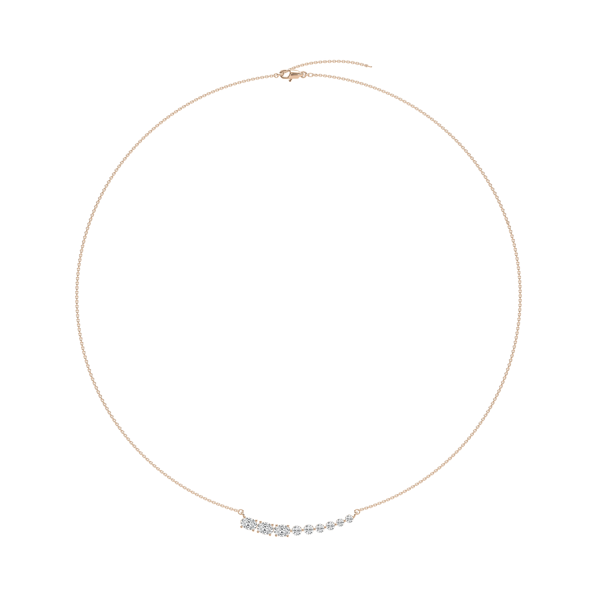 1 ¼ ctw Oval and Round Lab Grown Diamond Graduated Curved Bar Necklace - 18 Inches