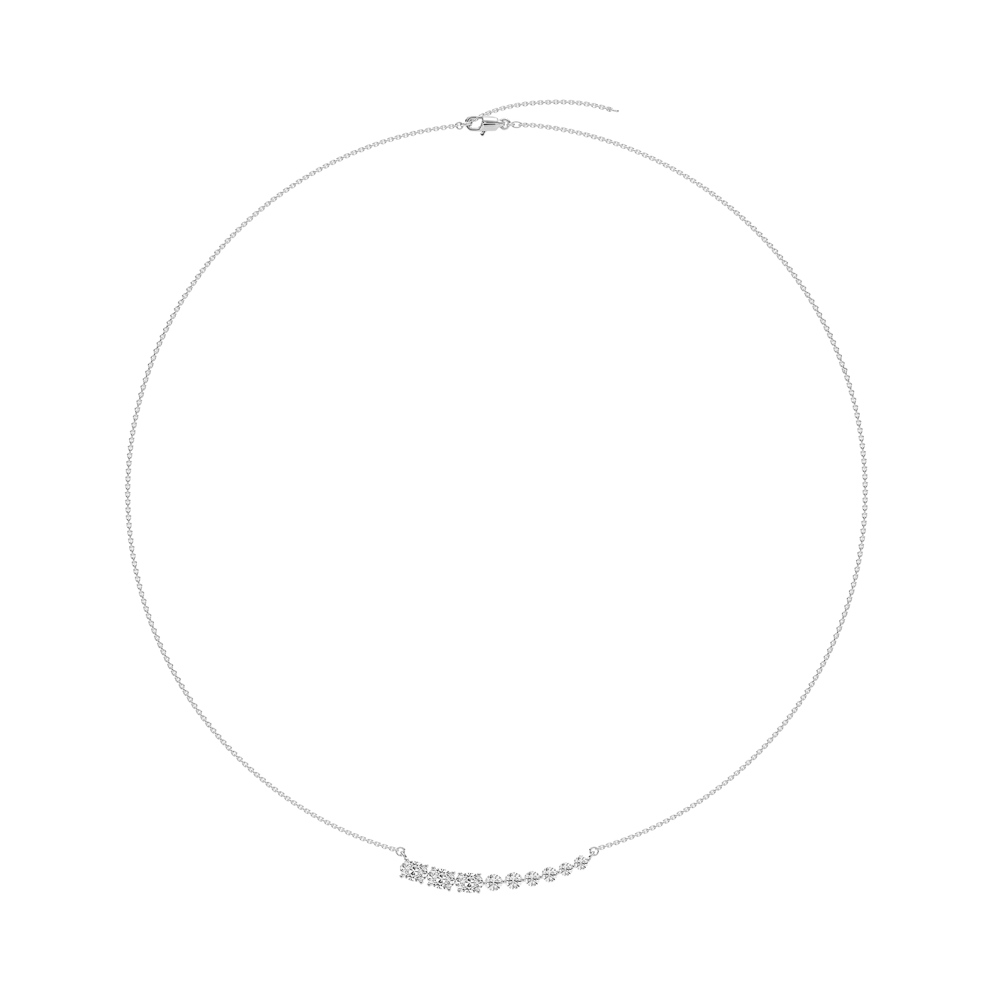 1 ¼ ctw Oval and Round Lab Grown Diamond Graduated Curved Bar Necklace - 18 Inches