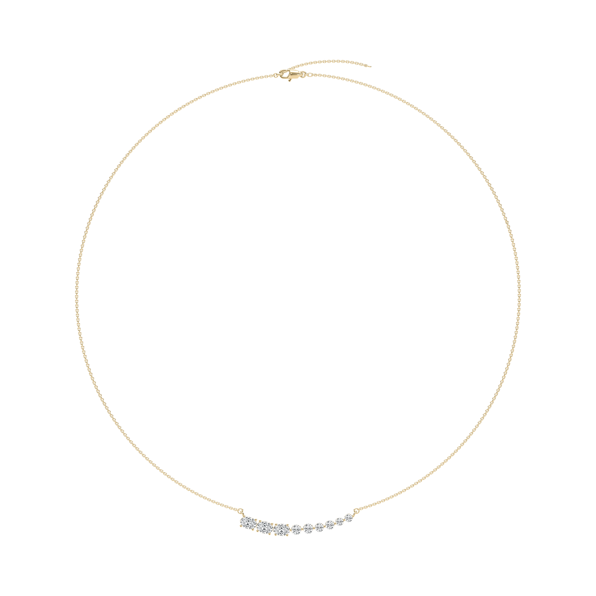 1 ¼ ctw Oval and Round Lab Grown Diamond Graduated Curved Bar Necklace - 18 Inches