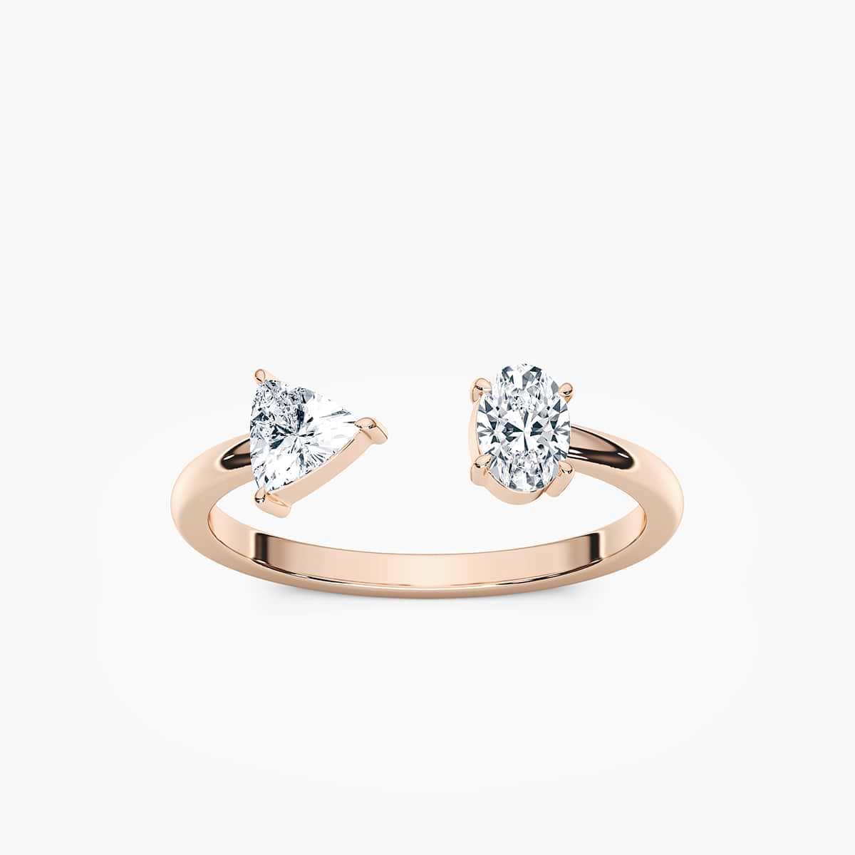 1/2 ctw Oval and Trillion Lab Grown Diamond Open Two Stone Ring