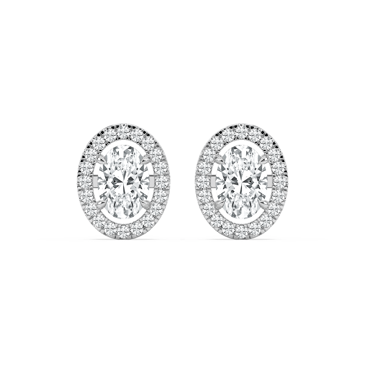 2 ⅓ ctw Oval Lab Grown Diamond Halo Stud Earrings