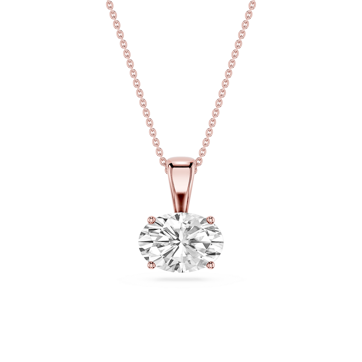 Oval Lab Grown Diamond 4 Prong East West Bail Pendant - 16 to 18 Inches