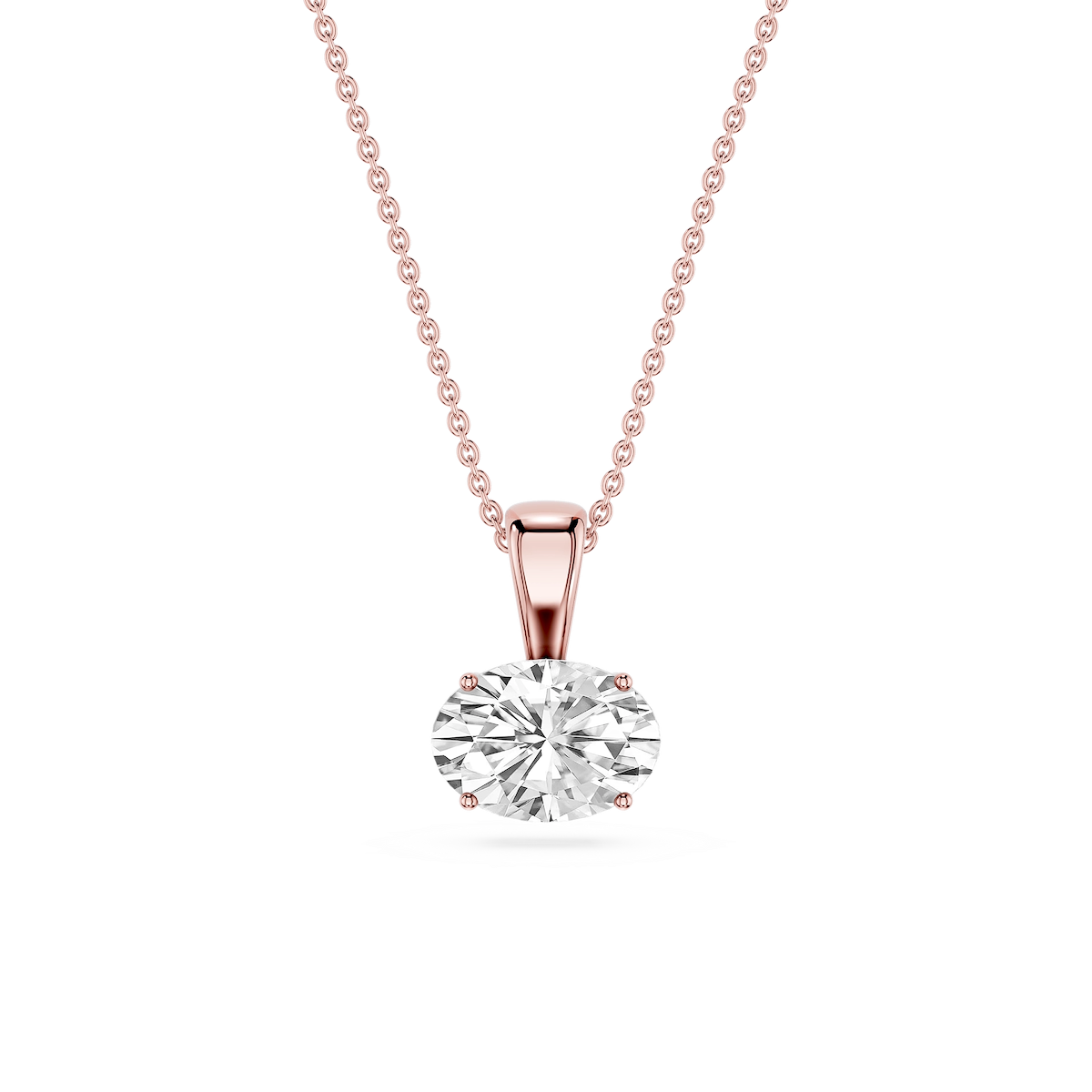 Oval Lab Grown Diamond 4 Prong East West Bail Pendant - 16 to 18 Inches