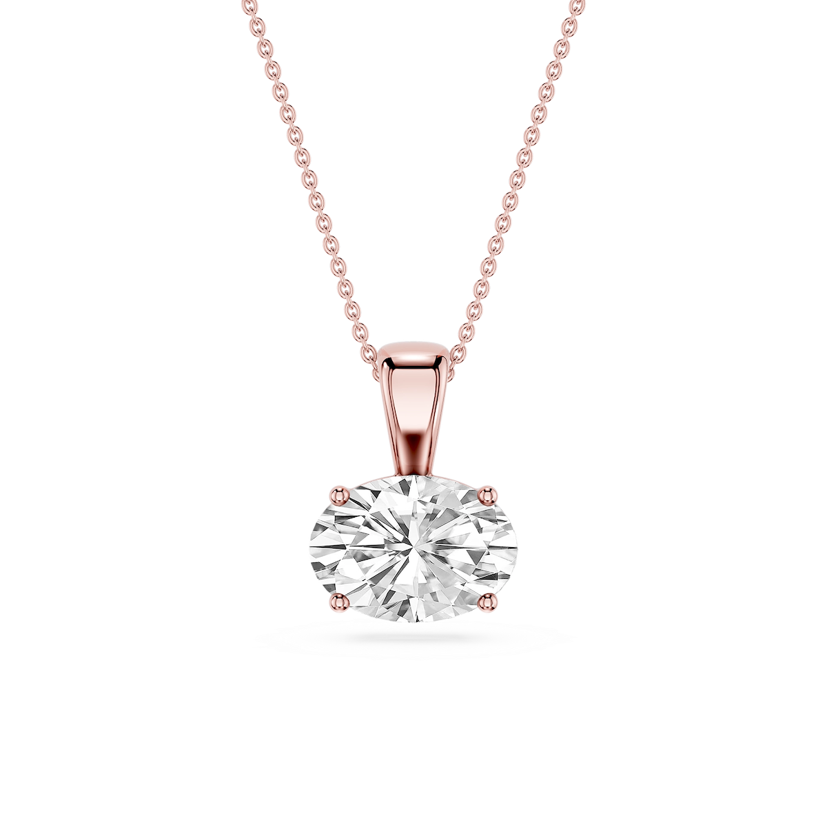 Oval Lab Grown Diamond 4 Prong East West Bail Pendant - 16 to 18 Inches