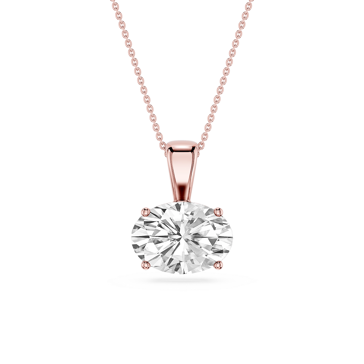 Oval Lab Grown Diamond 4 Prong East West Bail Pendant - 16 to 18 Inches