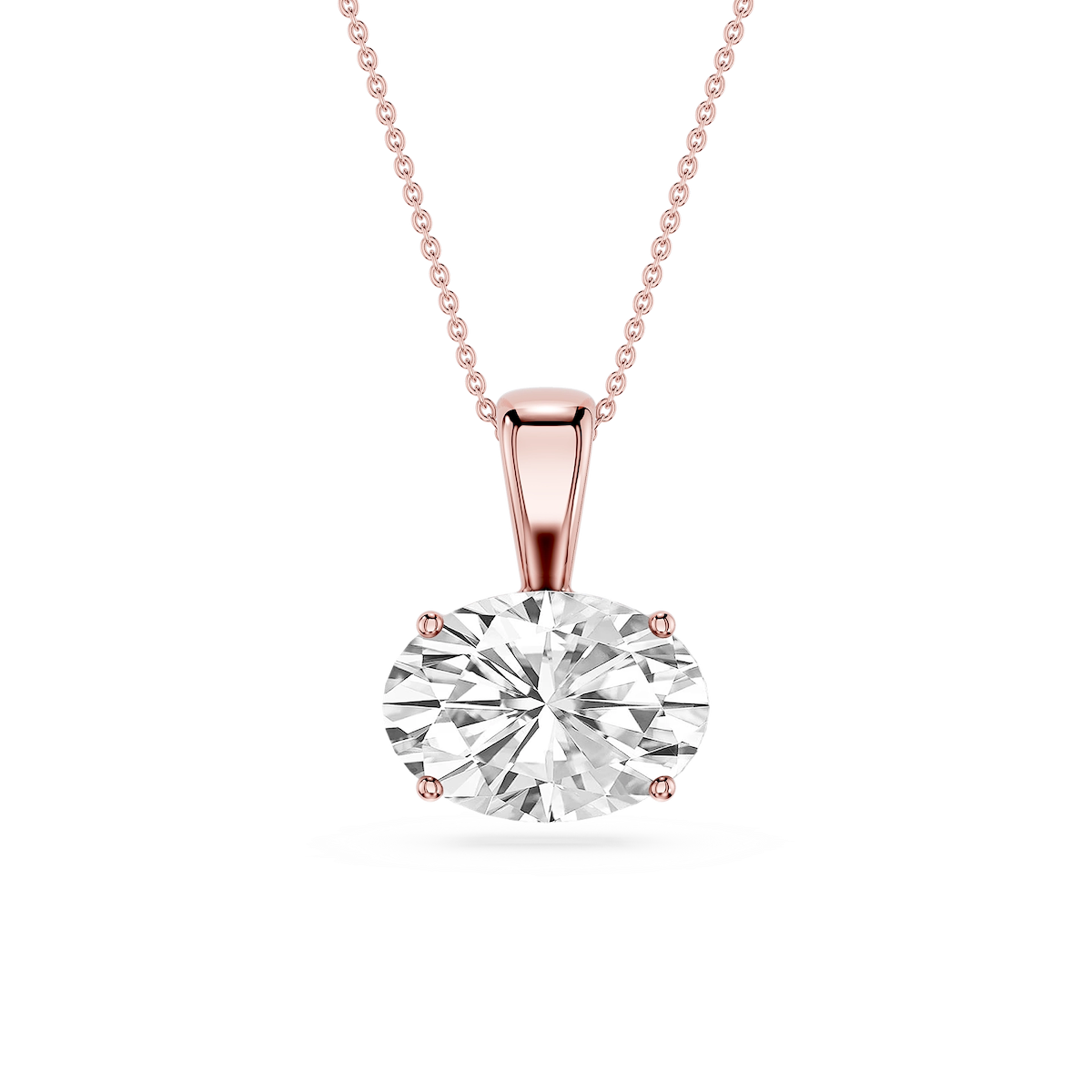 Oval Lab Grown Diamond 4 Prong East West Bail Pendant - 16 to 18 Inches