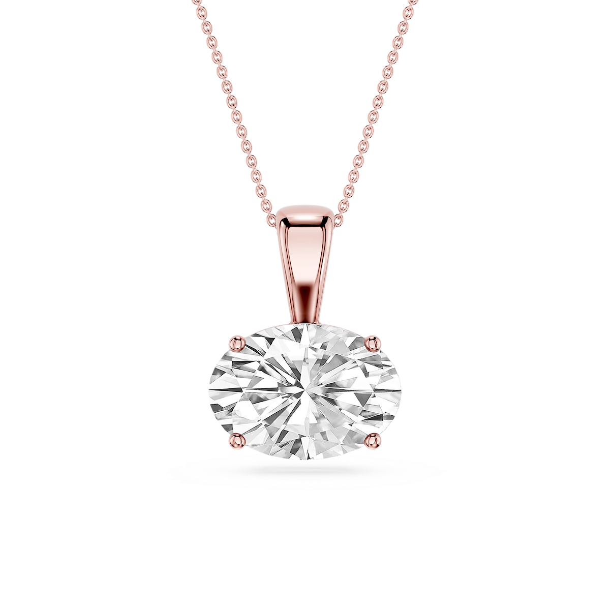 Oval Lab Grown Diamond 4 Prong East West Bail Pendant - 16 to 18 Inches