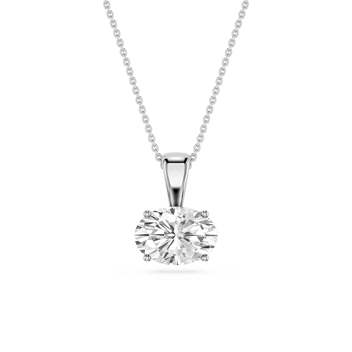 Oval Lab Grown Diamond 4 Prong East West Bail Pendant - 16 to 18 Inches