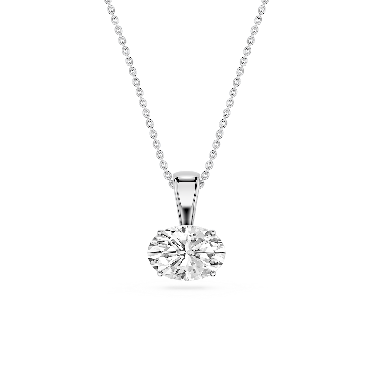 Oval Lab Grown Diamond 4 Prong East West Bail Pendant - 16 to 18 Inches
