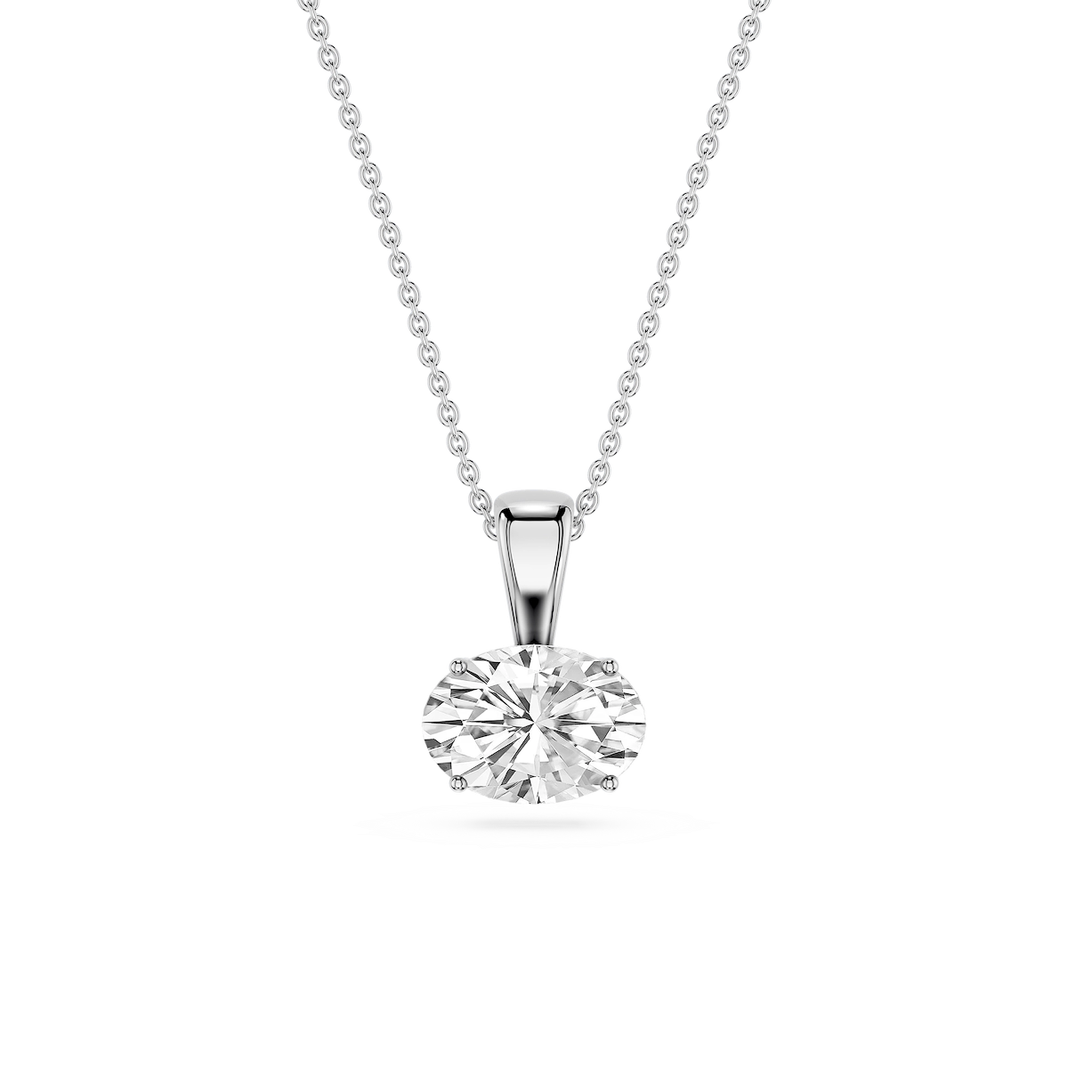 Oval Lab Grown Diamond 4 Prong East West Bail Pendant - 16 to 18 Inches