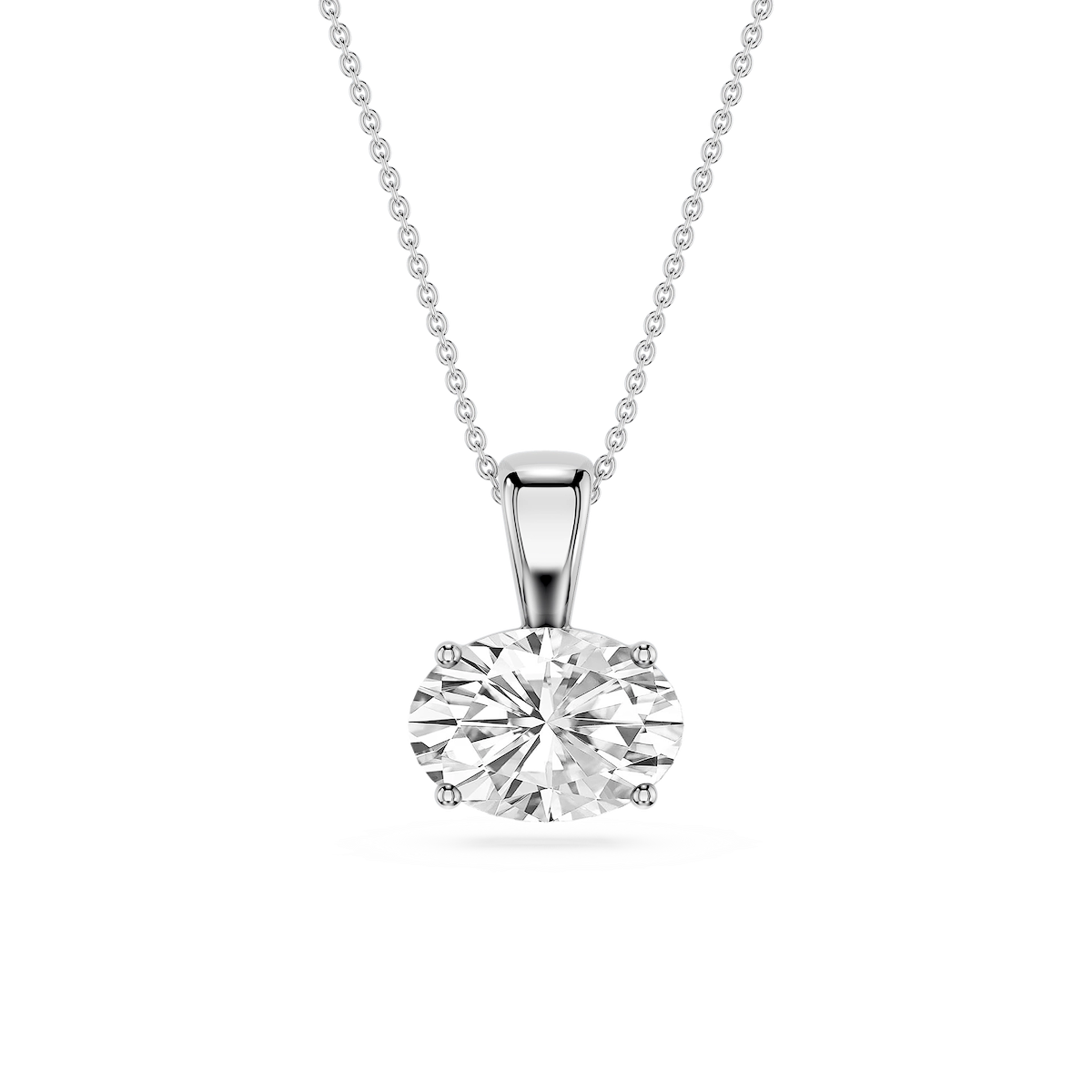 Oval Lab Grown Diamond 4 Prong East West Bail Pendant - 16 to 18 Inches