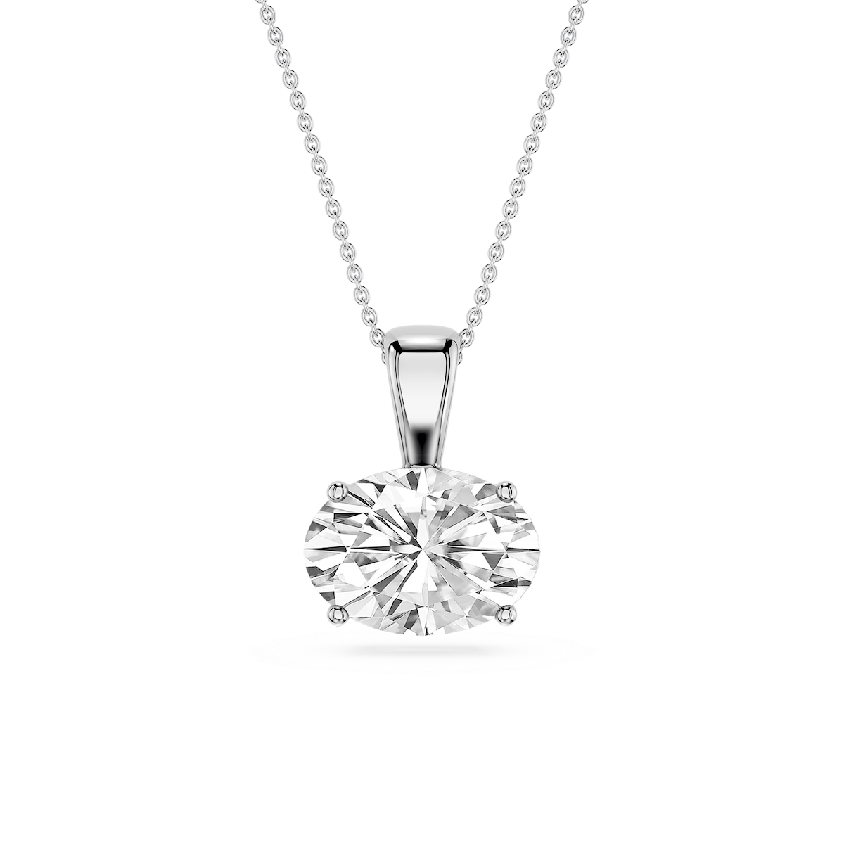 Oval Lab Grown Diamond 4 Prong East West Bail Pendant - 16 to 18 Inches