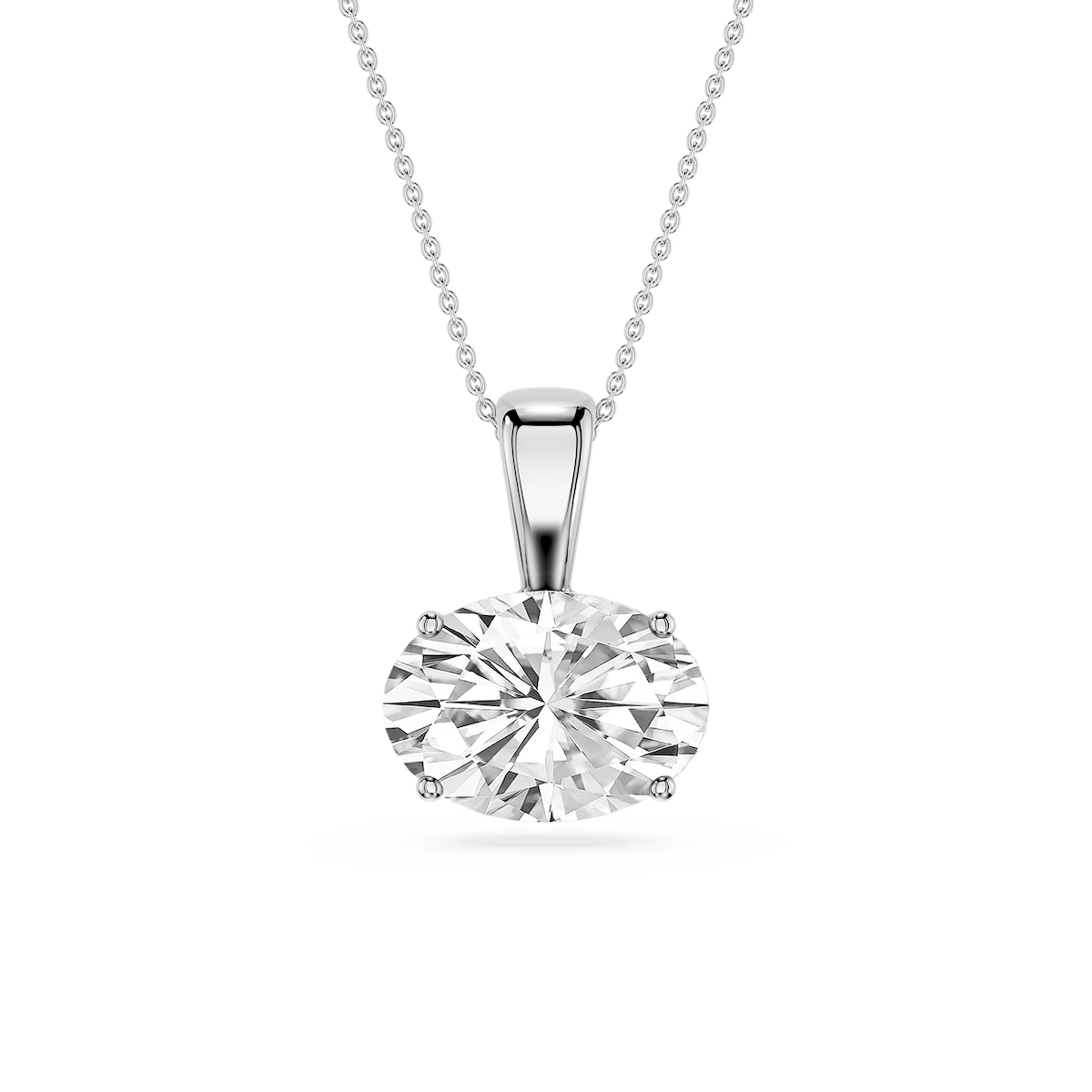 Oval Lab Grown Diamond 4 Prong East West Bail Pendant - 16 to 18 Inches