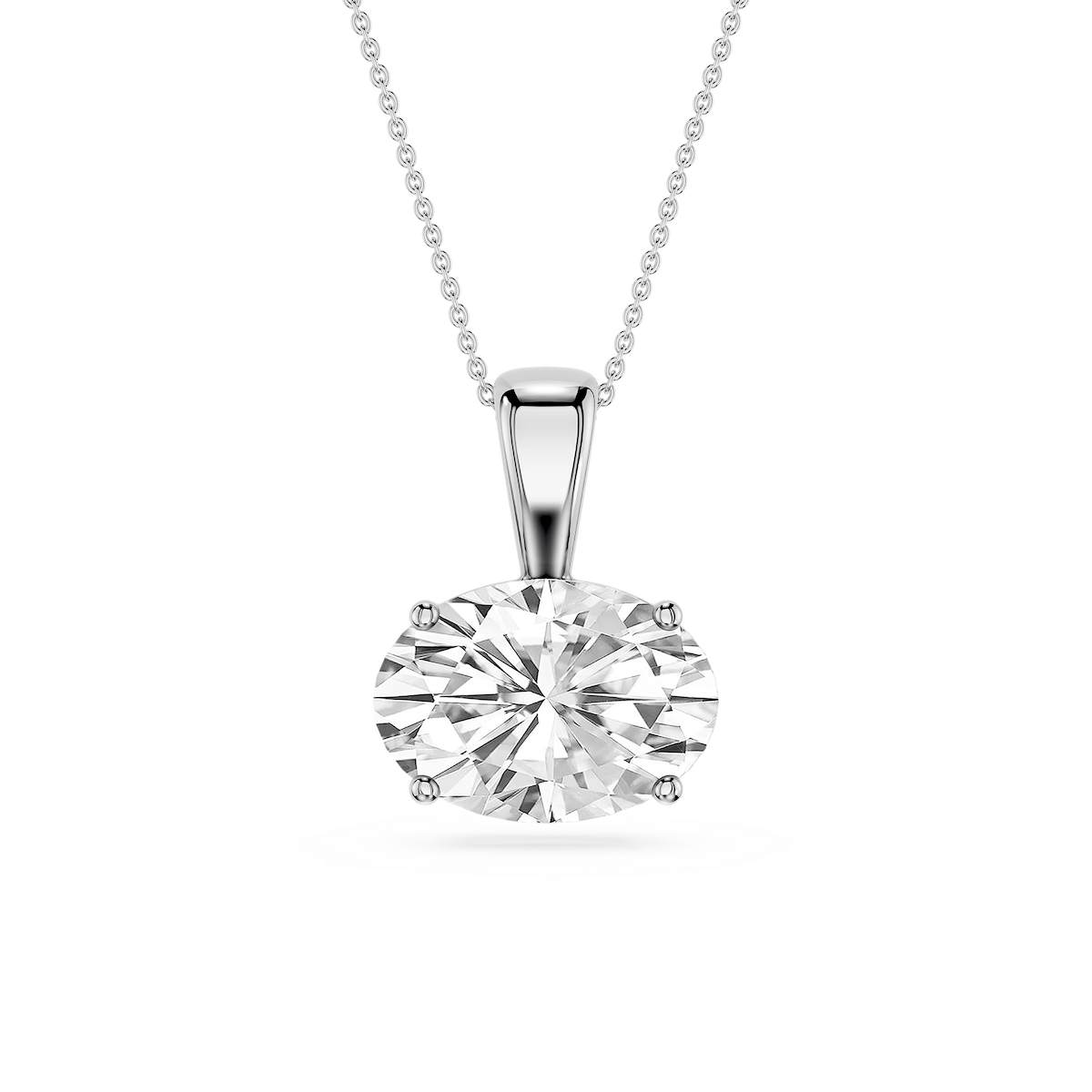 Oval Lab Grown Diamond 4 Prong East West Bail Pendant - 16 to 18 Inches