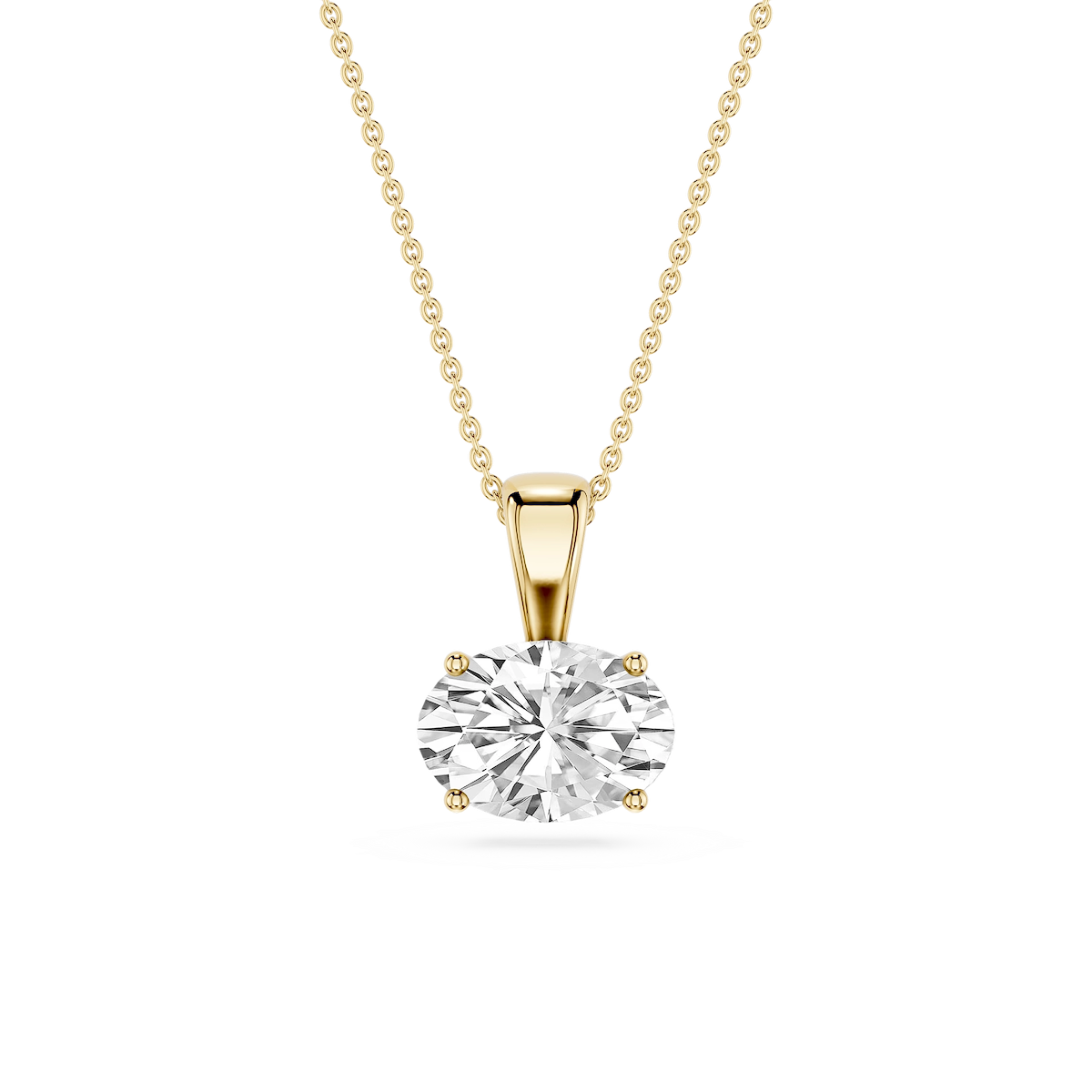 Oval Lab Grown Diamond 4 Prong East West Bail Pendant - 16 to 18 Inches