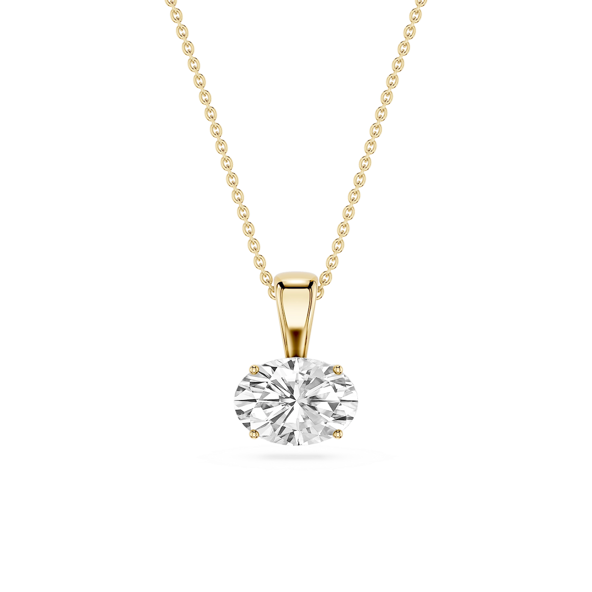 Oval Lab Grown Diamond 4 Prong East West Bail Pendant - 16 to 18 Inches