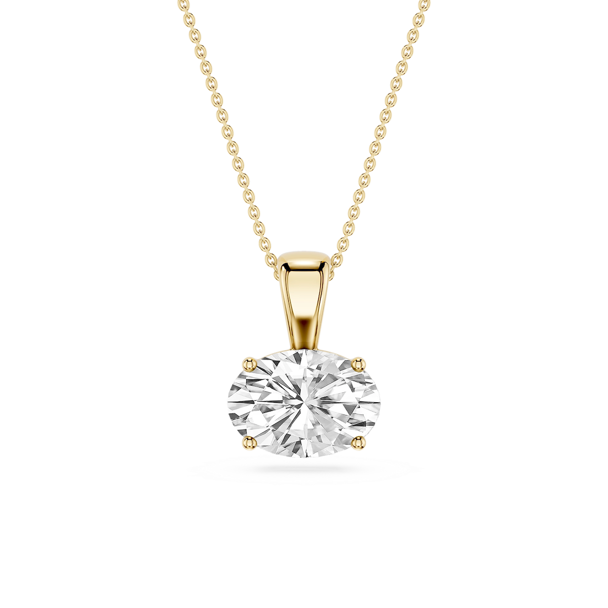 Oval Lab Grown Diamond 4 Prong East West Bail Pendant - 16 to 18 Inches
