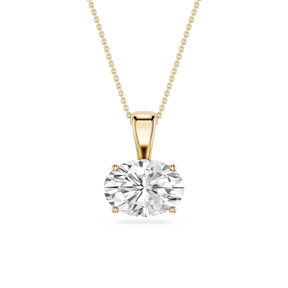 Oval Lab Grown Diamond 4 Prong East West Bail Pendant - 16 to 18 Inches