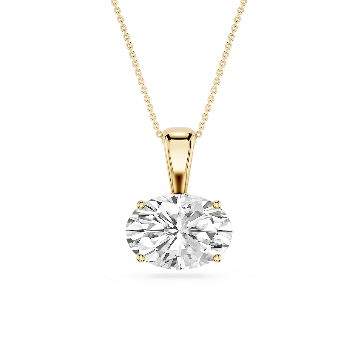 Oval Lab Grown Diamond 4 Prong East West Bail Pendant - 16 to 18 Inches