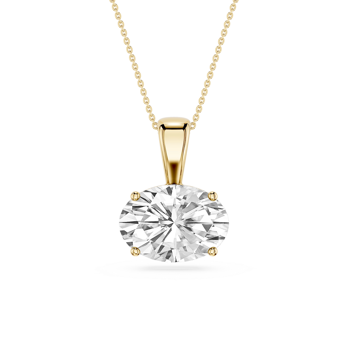 Oval Lab Grown Diamond 4 Prong East West Bail Pendant - 16 to 18 Inches