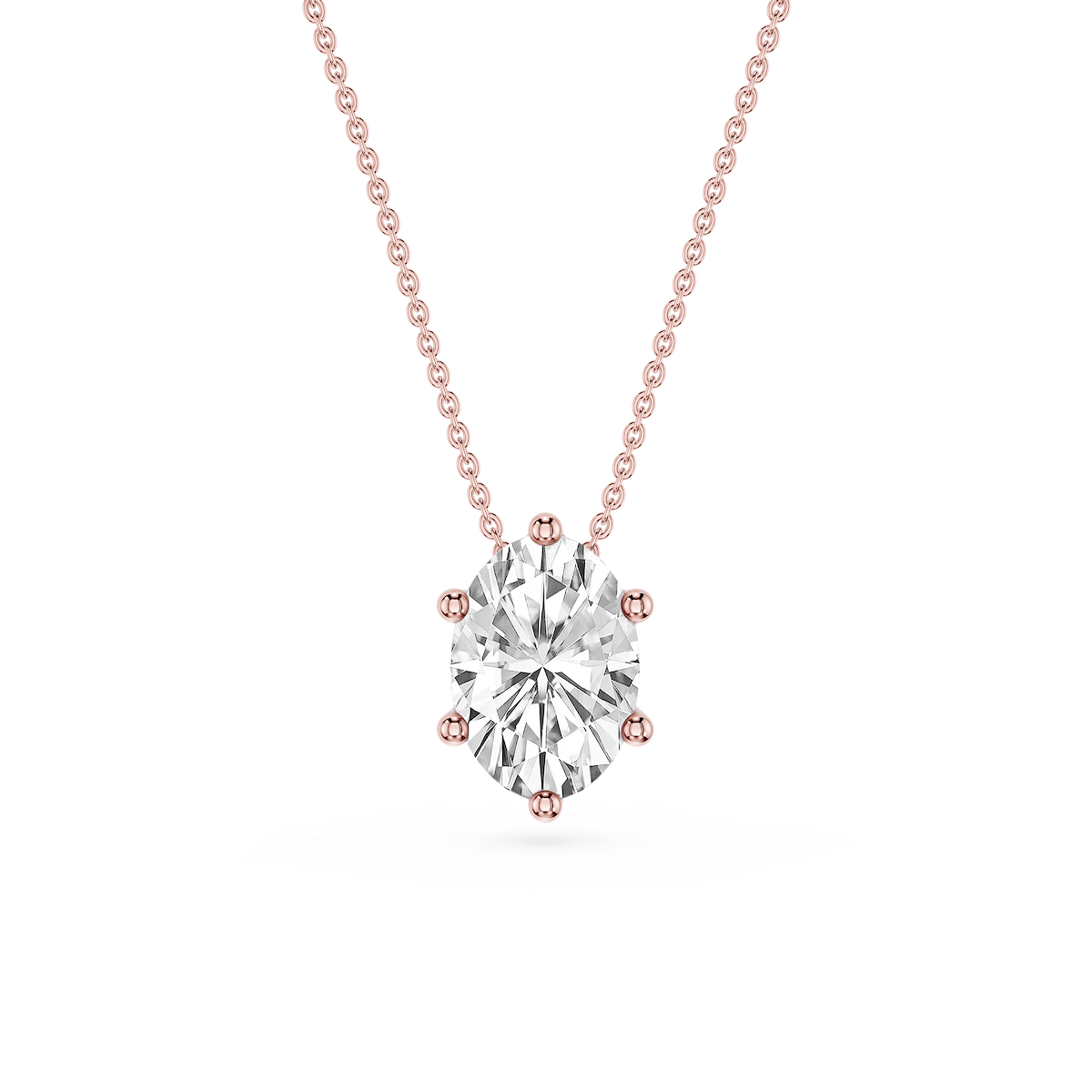 Oval Lab Grown Diamond 6-Prong slide Solitaire Pendant - 16 to 18 Inches
