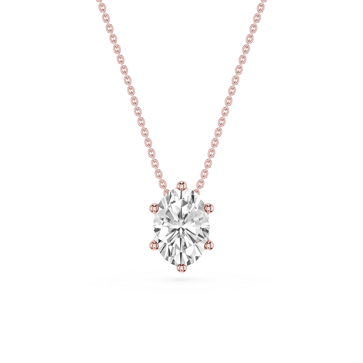 Oval Lab Grown Diamond 6-Prong slide Solitaire Pendant - 16 to 18 Inches