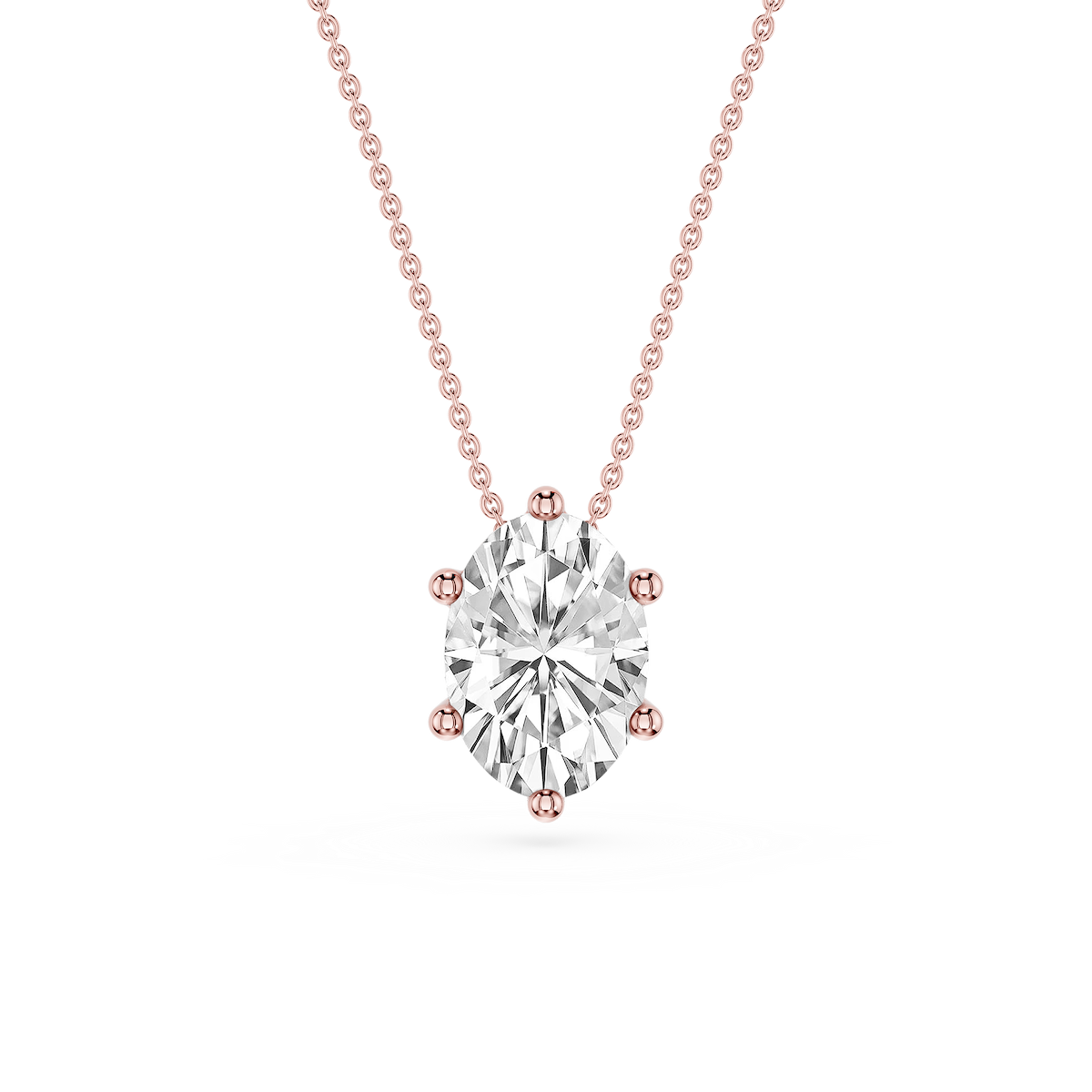 Oval Lab Grown Diamond 6-Prong slide Solitaire Pendant - 16 to 18 Inches