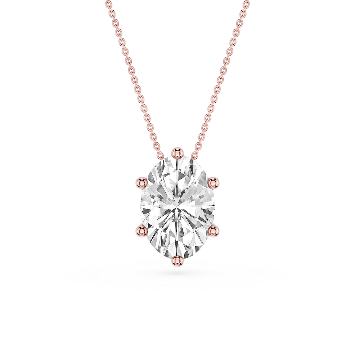 Oval Lab Grown Diamond 6-Prong slide Solitaire Pendant - 16 to 18 Inches