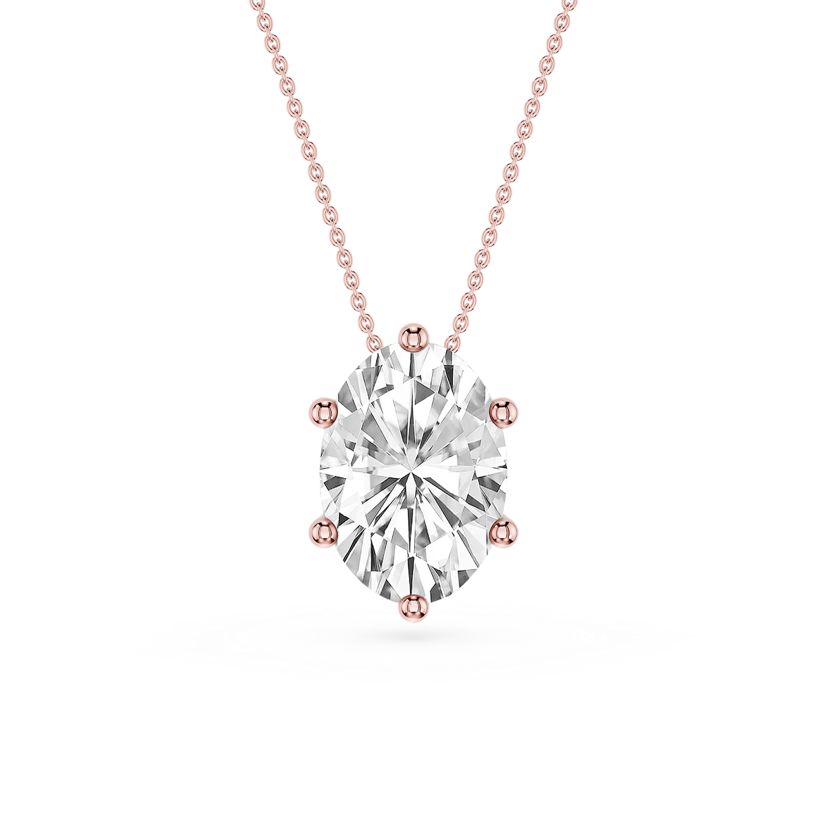 Oval Lab Grown Diamond 6-Prong slide Solitaire Pendant - 16 to 18 Inches