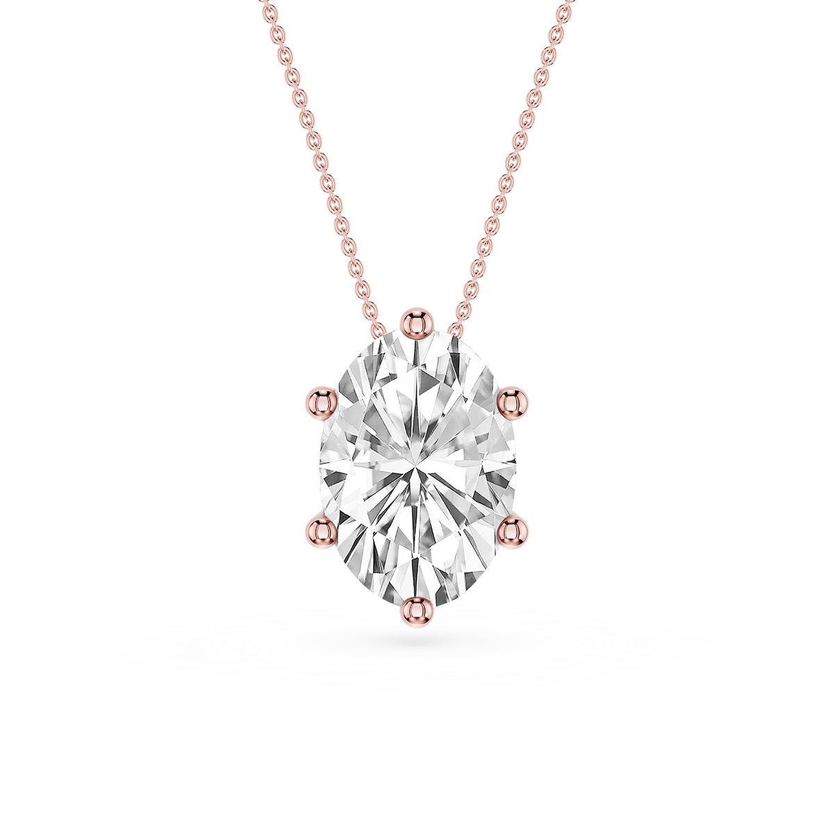 Oval Lab Grown Diamond 6-Prong slide Solitaire Pendant - 16 to 18 Inches