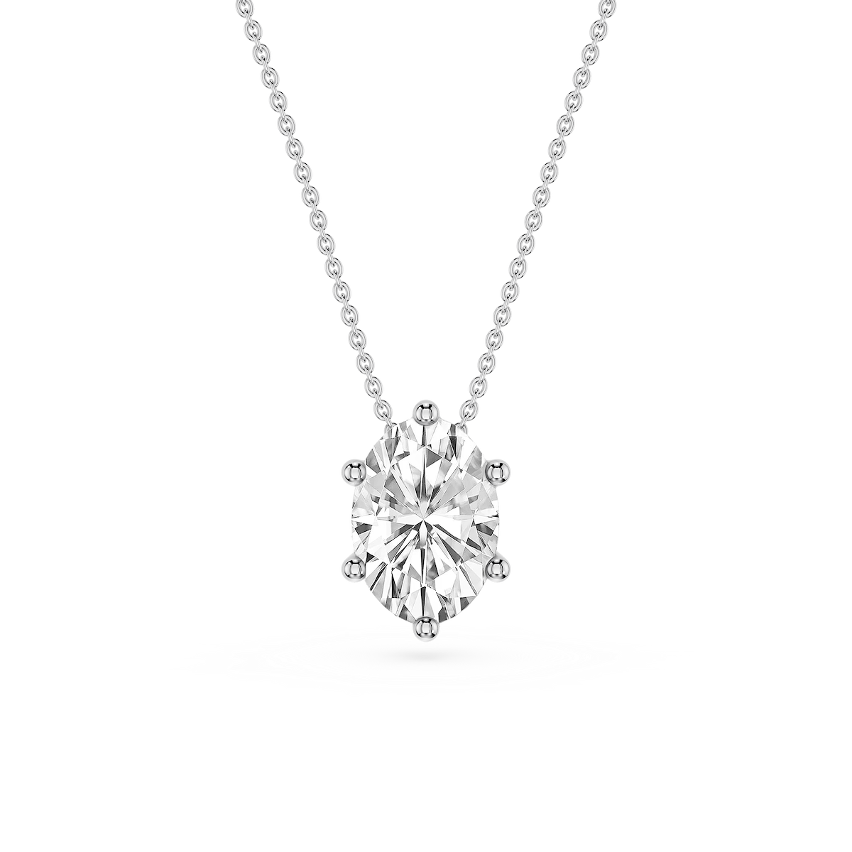 Oval Lab Grown Diamond 6-Prong slide Solitaire Pendant - 16 to 18 Inches