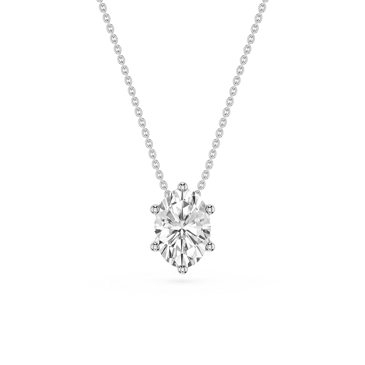 Oval Lab Grown Diamond 6-Prong slide Solitaire Pendant - 16 to 18 Inches