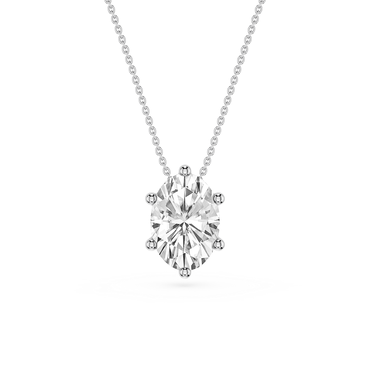 Oval Lab Grown Diamond 6-Prong slide Solitaire Pendant - 16 to 18 Inches