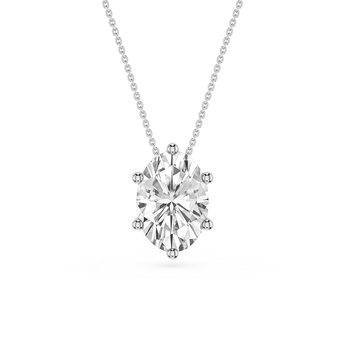 Oval Lab Grown Diamond 6-Prong slide Solitaire Pendant - 16 to 18 Inches