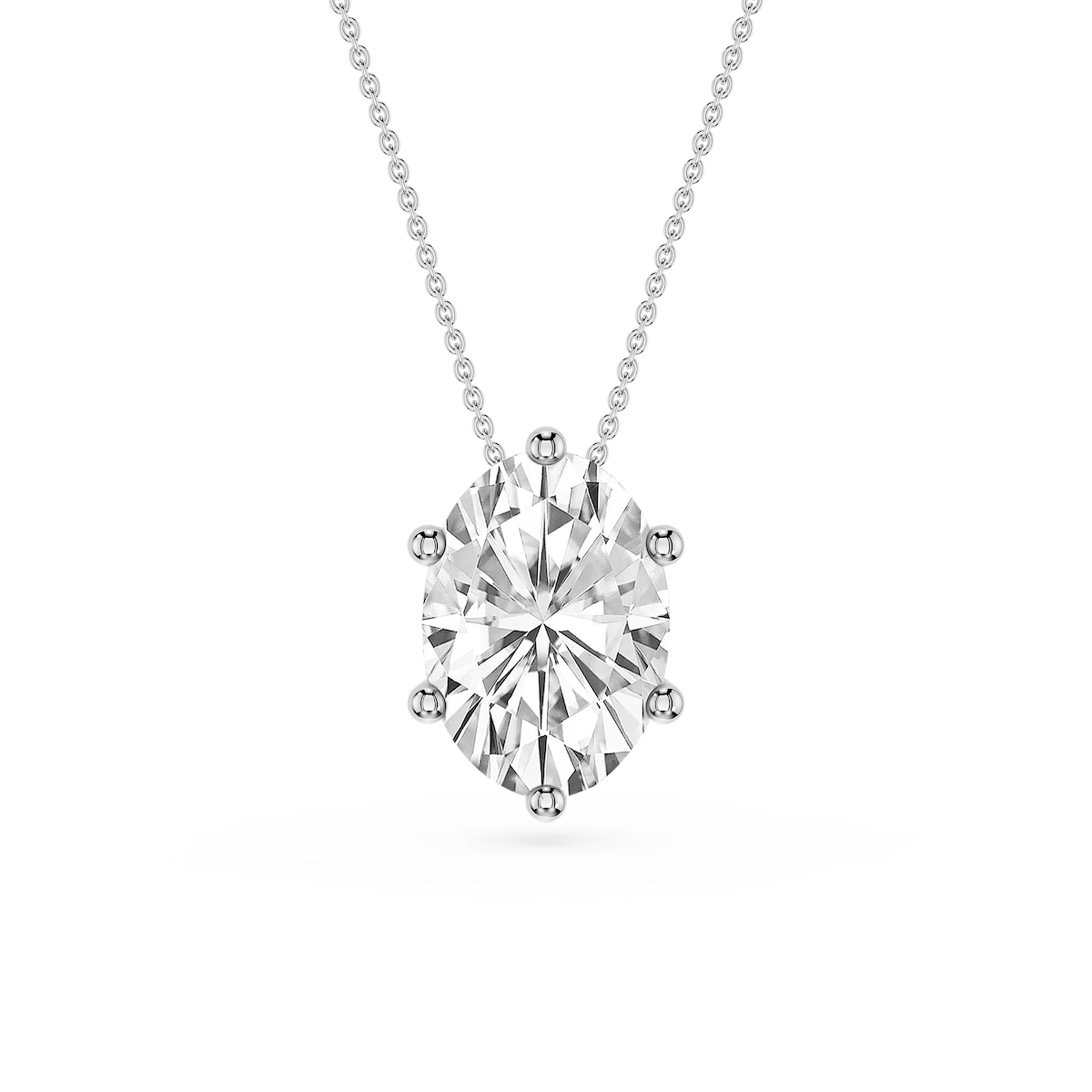 Oval Lab Grown Diamond 6-Prong slide Solitaire Pendant - 16 to 18 Inches